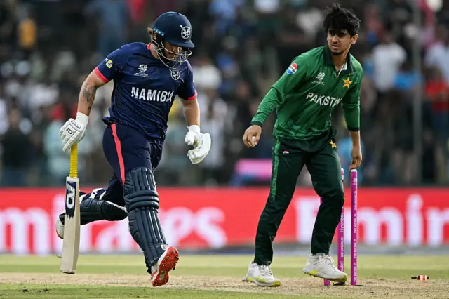 Nicol Loftie-Eaton (L) is run out
