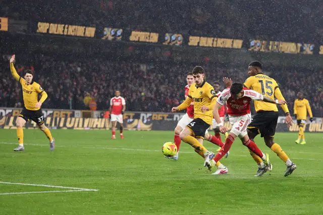 : Piero Hincapie of Arsenal scores their second goal