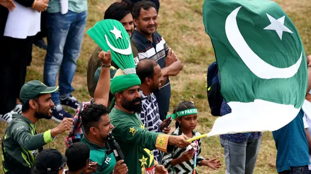 Pakistan fans show their support during the ICC Men's T20 World Cup India & Sri Lanka 2026 match between Pakistan and Namibia