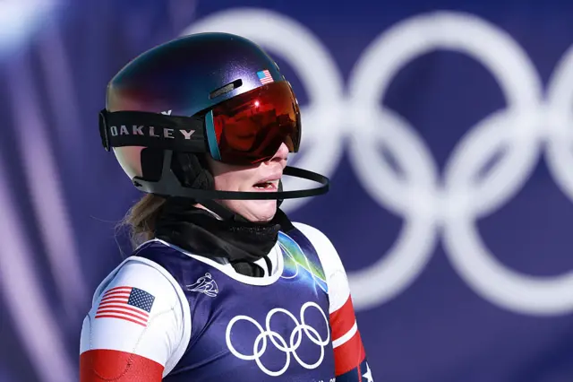 Mikaela Shiffrin of Team United States reacts after winning gold