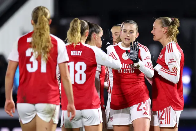 Alessia Russo celebrates scoring with team-mates