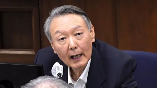 Close up of former South Korean president Yoon Suk Yeol