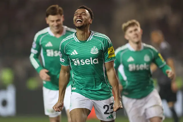 Newcastle United's English midfielder #23 Jacob Murphy celebrates
