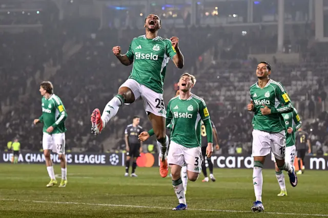 Jacob Murphy of Newcastle United celebrates scoring his team's sixth goa