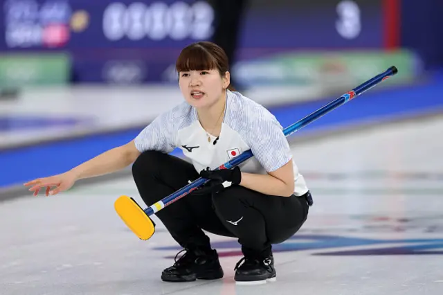 una Kotani of Team Japan gestures during the Women's Round Robin match