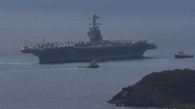 The Gerald R Ford in the Caribbean in December 2025