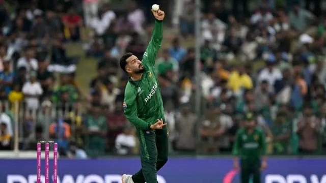 Mohammad Nawaz delivers a ball