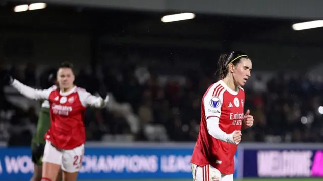 Caldentey celebrates scoring the spot-kick with a fist pump