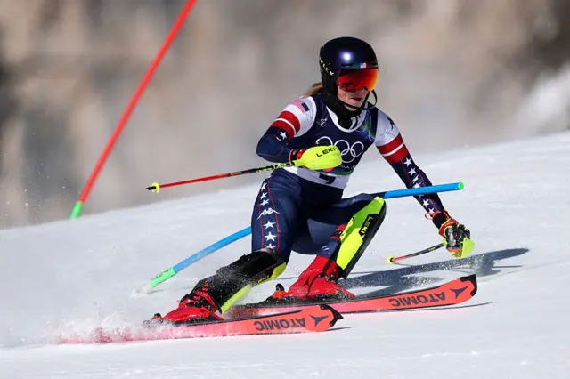 Mikaela Shiffrin of Team United States competes during the Women's Slalom