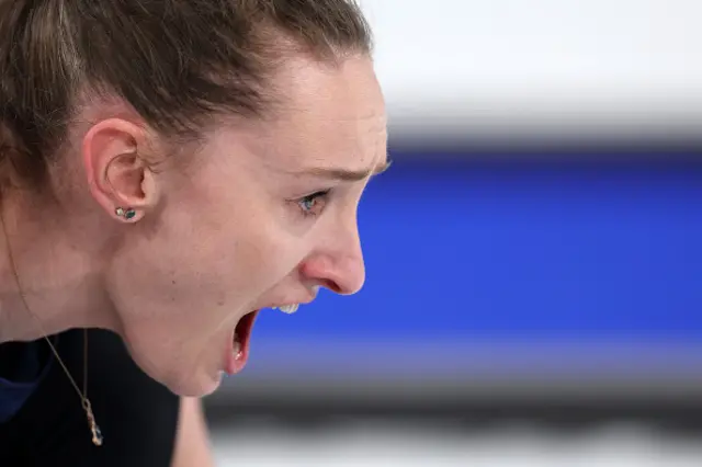 Jennifer Dodds of Team Great Britain reacts