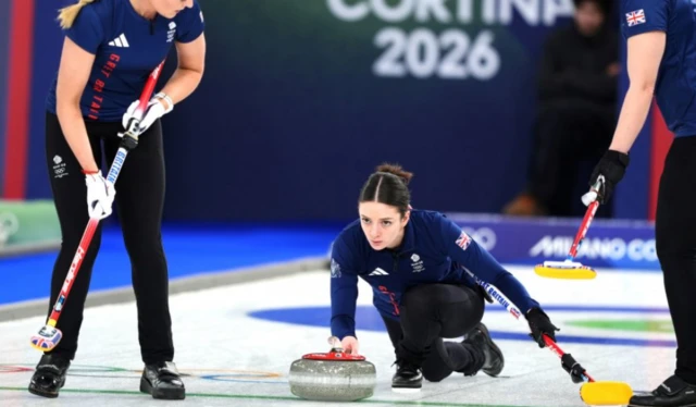Great Britain's Sophie Sinclair, Rebecca Morrison and Jennifer Dodds