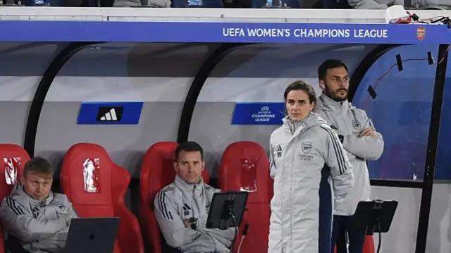Slegers and her staff watch on during the first leg