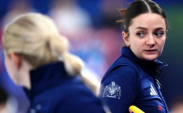 Great Britain's Rebecca Morrison (right) during the Women's Curling match against Japan