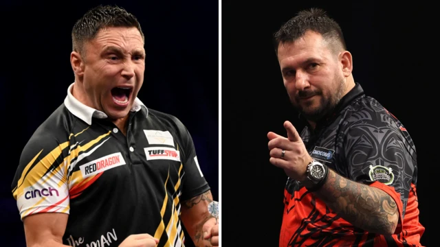 Split picture of Gerwyn Price and Jonny Clayton
