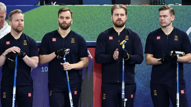 The Sweden men's curling team line up
