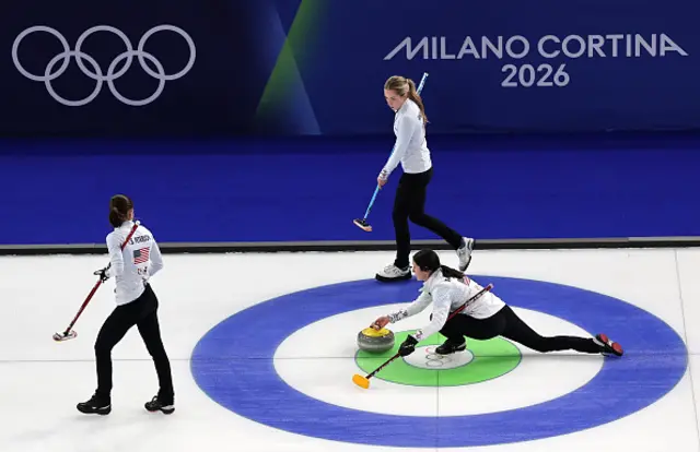 Tabitha Peterson of Team United States delivers a stone