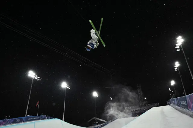 China's Gu Ailing Eileen competes in the freestyle skiing women's freeski halfpipe