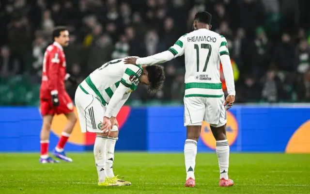 Celtic's Kelechi Iheanacho (right) and Sebastian Tounekti