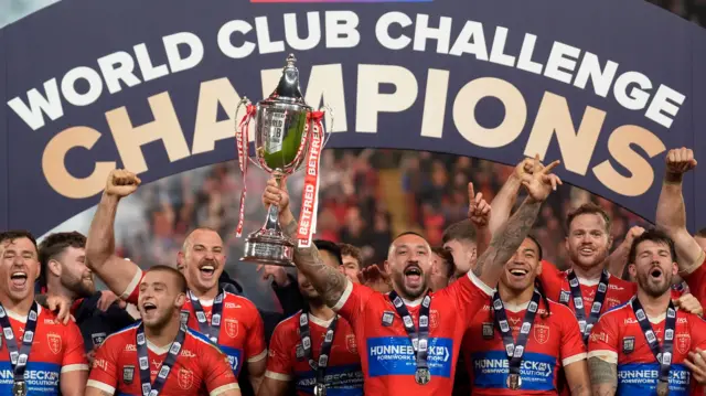 Hull KR celebrate with trophy