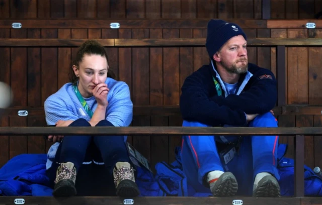 Great Britain women's player Jennifer Dodds (left) watches