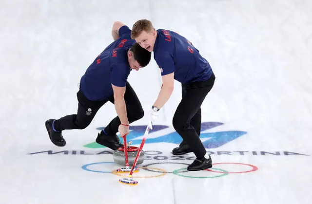Hammy McMillan and Bobby Lammie of Team Great Britain compete in the Men's semi-final match