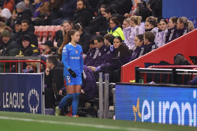 Perez walks off the pitch after receiving a second yellow and a red card
