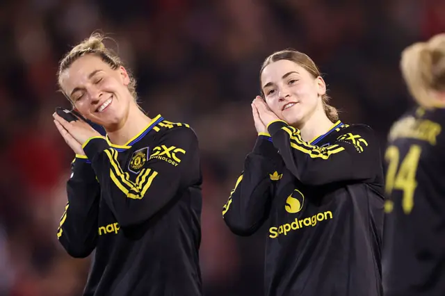Zigiotti and Park mimic sleeping in their goal celebration