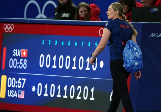 Great Britain's Sophie Sinclair watches the Women's Curling