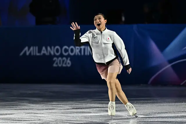 Japan's Kaori Sakamoto arrives for warm up