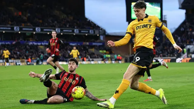 Jorgen Strand Larsen playing against Bournemouth