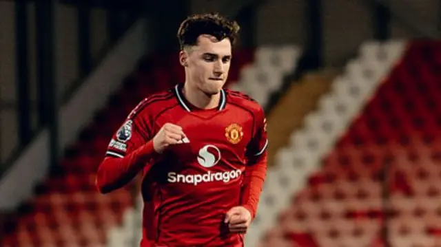 Manchester United Under-21s' James Scanlon celebrates scoring against Sporting