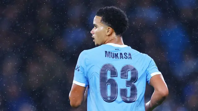 Divine Mukasa in action for Manchester City against Brentford on the Carabao Cup