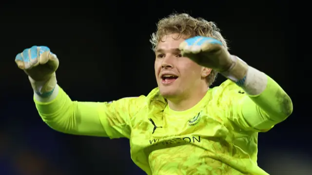 Sam Waller celebrates for Crewe
