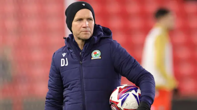 Blackburn coach Damien Johnson during a warm-up