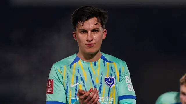 Tom McIntyre in action for Portsmouth in January 2025