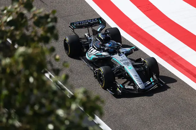 George Russell on trakc in the Mercedes