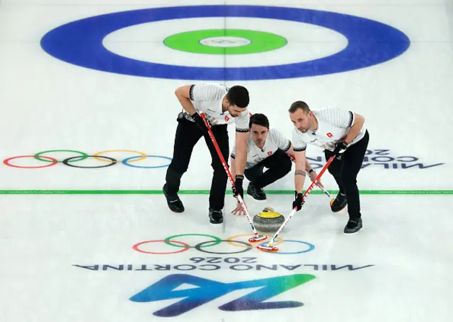 Pablo Lachat-Couchepin, Benoit Schwarz-van Berkel and Sven Michel of Team Switzerland compete