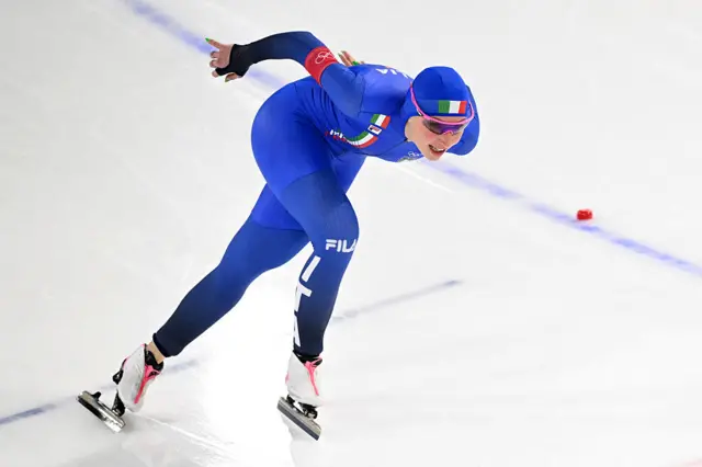 Italy's Francesca Lollobrigida competes in the speed skating women's 1500m