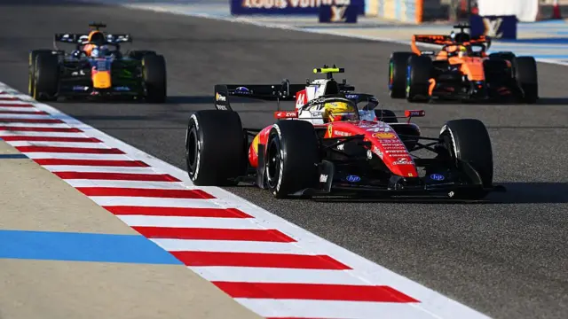 Cars on track in Bahrain