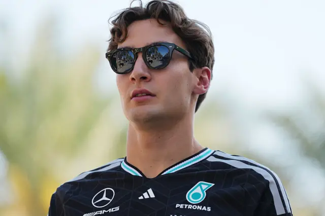 George Russell during testing in Bahrain