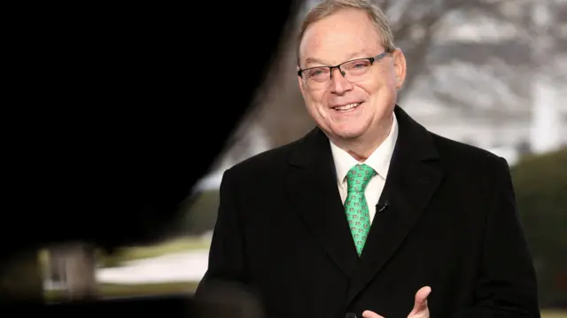 White House economic adviser Kevin Hassett speaks to the media at the White House in Washington