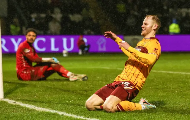 Motherwell's Eythor Bjorgolfsson celebrates