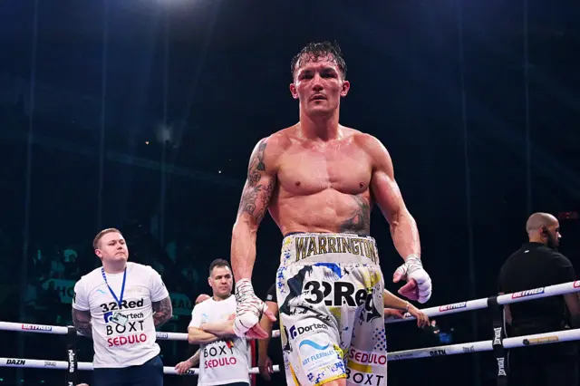 Josh Warrington in the ring after a fight