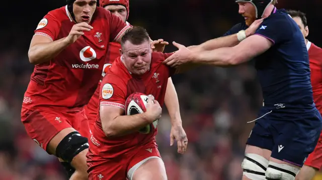 Dewi Lake carries the ball for Wales