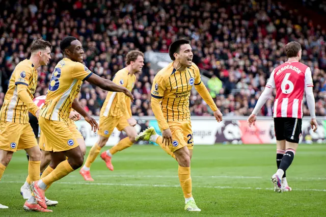: Diego Gomez of Brighton & Hove Albion celebrates goal d