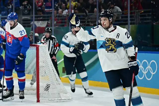 Sebastian Aho celebrates after a goal