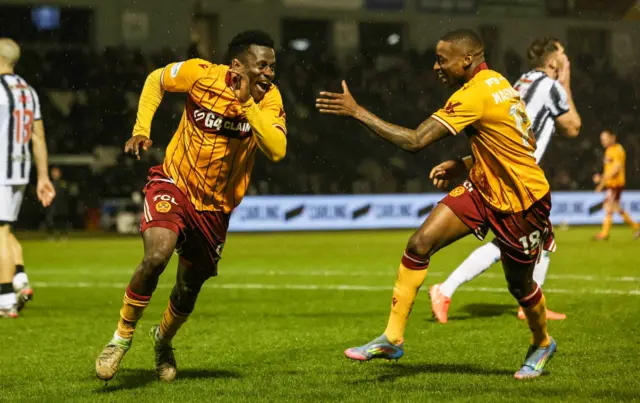 Motherwell's Ibrahim Said celebrates with Tawanda Maswanhise