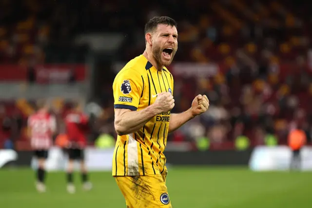 James Milner of Brighton & Hove Albion celebrates following the team's victory