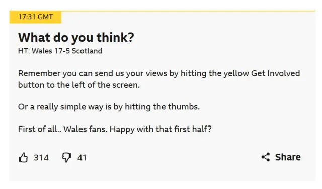 Shows an earlier post in live page