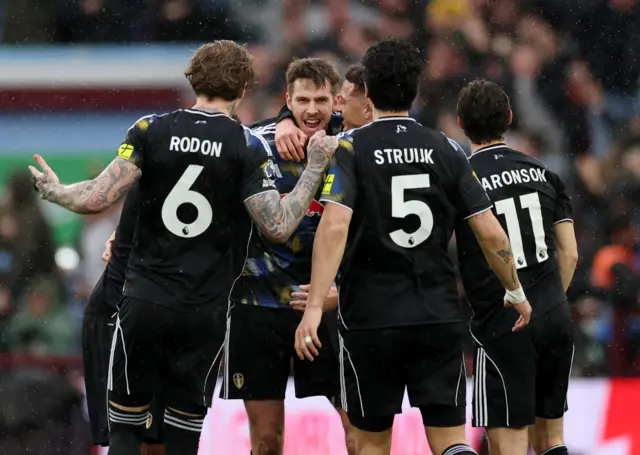 Leeds United's Anton Stach celebrates scoring their first goal